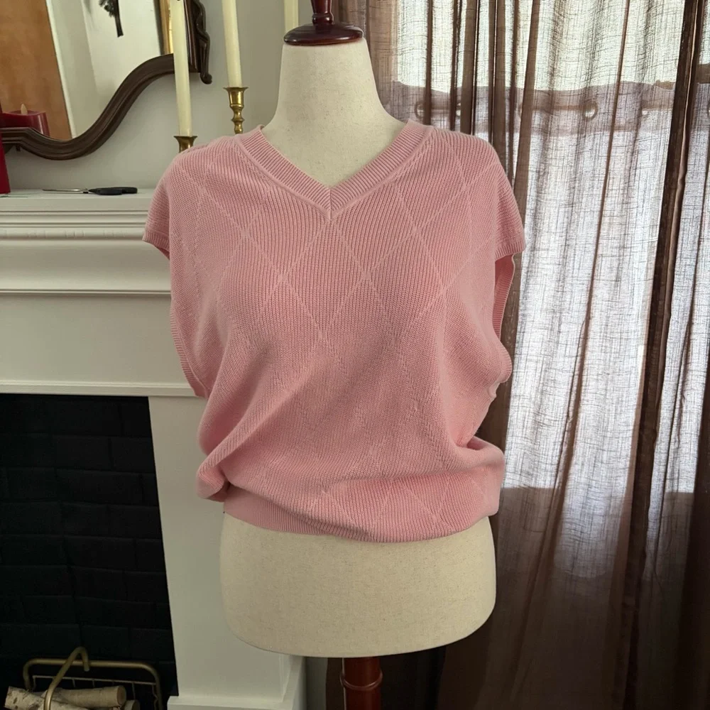 Cotton Alan Flusser Pink V-neck Golf Sweater Vest